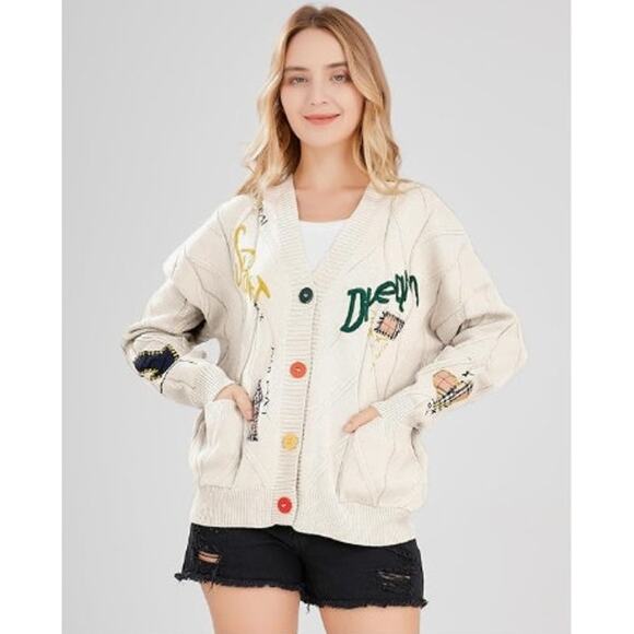 New NWT Cable Knit Long Sleeve Open Front Cardigan Sheep V-Neck Button Down S - Picture 4 of 12